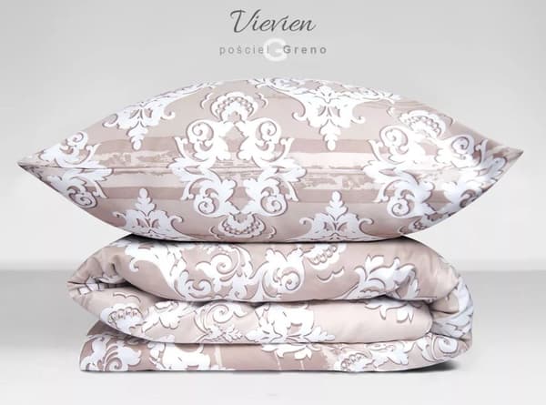 Satiiniset vuodevaatteet setti 160x200 Greno beige kermanvärinen koriste