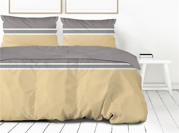 Satiiniset vuodevaatteet 160x200 Greno-sinapinruskeat raidat
