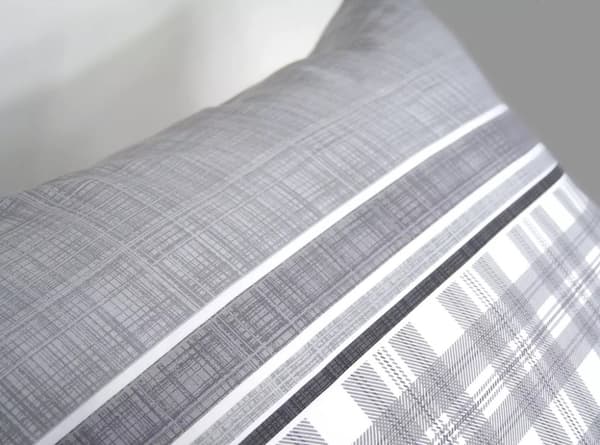 Satiini vuodevaatteet 160x200 Greno valkoinen tuhka shekki