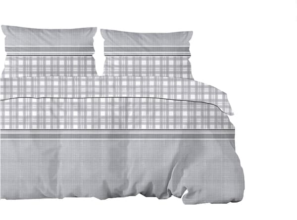 Satiini vuodevaatteet 160x200 Greno valkoinen tuhka shekki