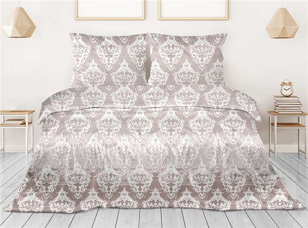 Satin sengesæt 140x200 Greno beige creme ornament