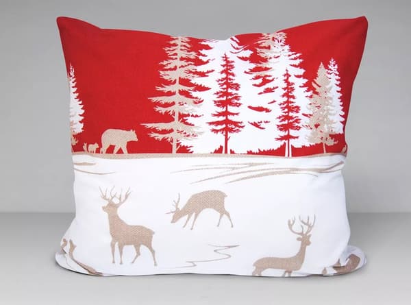 Sängkläder i bomull 220x200 Greno vit beige röd julskog