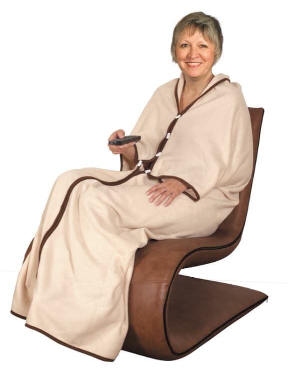 Super Quilt - Fleece Tæppe med Lynlås, Poncho Beige