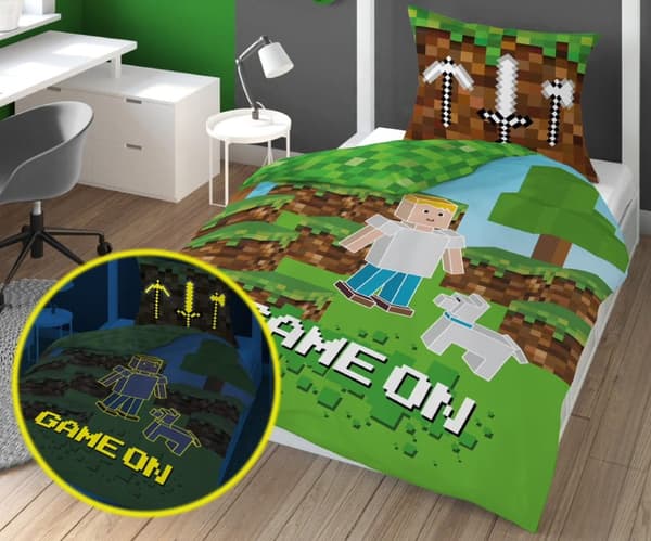 Vuodevaate 140x200 Hohtava pimeässä Minecraft pelifaneille