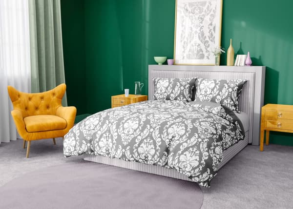 Bomullssängkläder 160x200 Glamour Ornament Ash