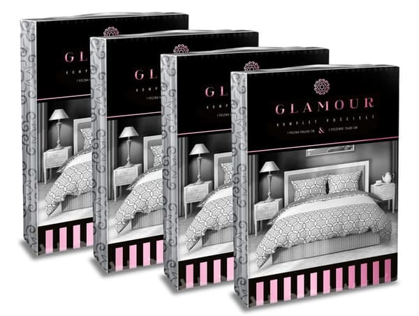 Bomullssängkläder 160x200 Glamour Ornament Vit Svart