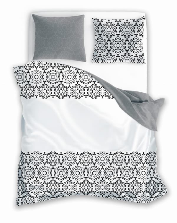 Bomullssängkläder 160x200 Glamour Ornament Vit Svart