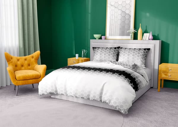 Puuvillainen vuodevaate 180x200 Glamour Ornament Valkoinen Musta