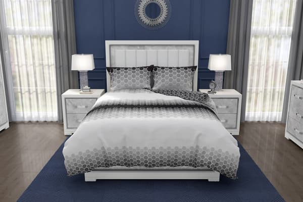 Puuvillainen vuodevaate 180x200 Glamour Ornament Valkoinen Musta