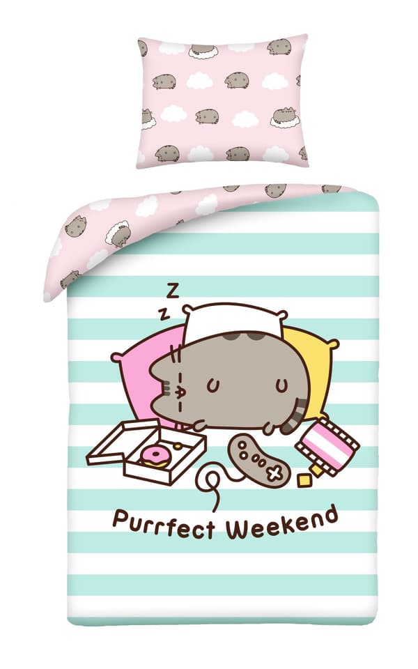Bomullssängkläder 140x200 Pusheen Kitty för barn