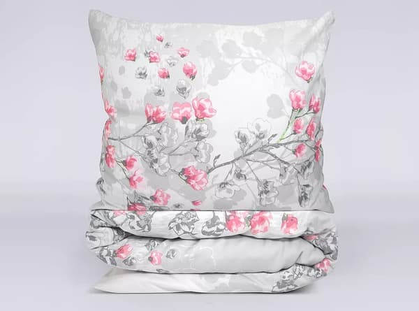 Satinsängkläder 160x200 Frotex Kyoto Grå blommor på ask