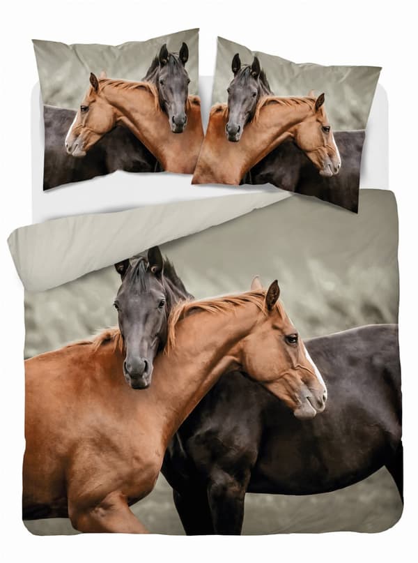 Hollantilainen vuodevaate 220x200 Brown Horses Holland Natura