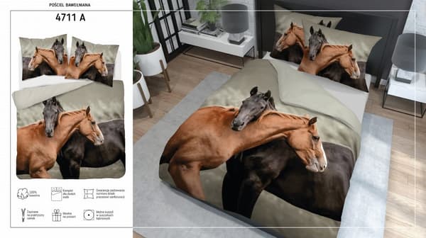 Hollantilainen vuodevaate 220x200 Brown Horses Holland Natura