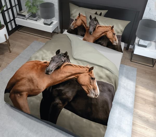 Hollantilainen vuodevaate 220x200 Brown Horses Holland Natura