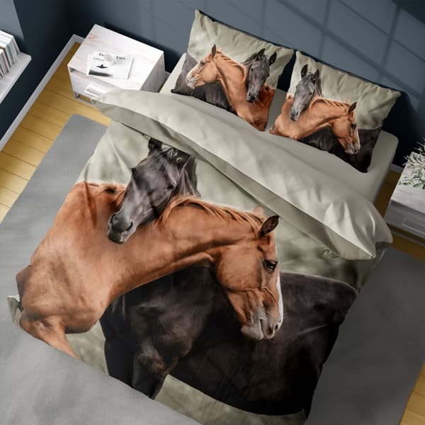 Hollantilainen vuodevaate 220x200 Brown Horses Holland Natura