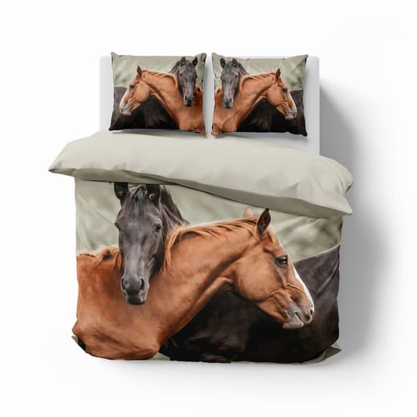 Hollantilainen vuodevaate 220x200 Brown Horses Holland Natura