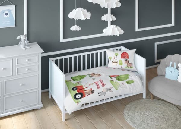 Babysängkläder 100x135 Traktor Farm BOMULL