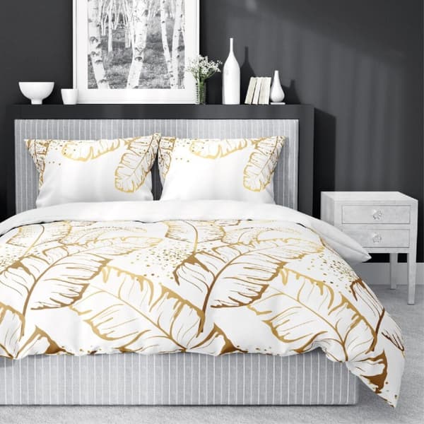 Satinsängkläder 180x200 Golden Leafs Light
