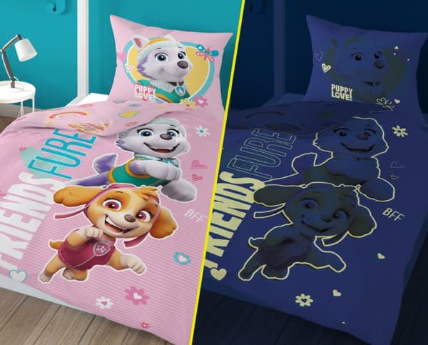 Sängkläder som lyser i mörkret 160x200 PAW PATROL Valpar