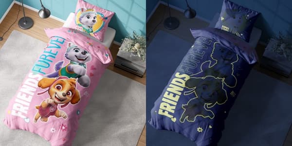 Sängkläder som lyser i mörkret 160x200 PAW PATROL Valpar