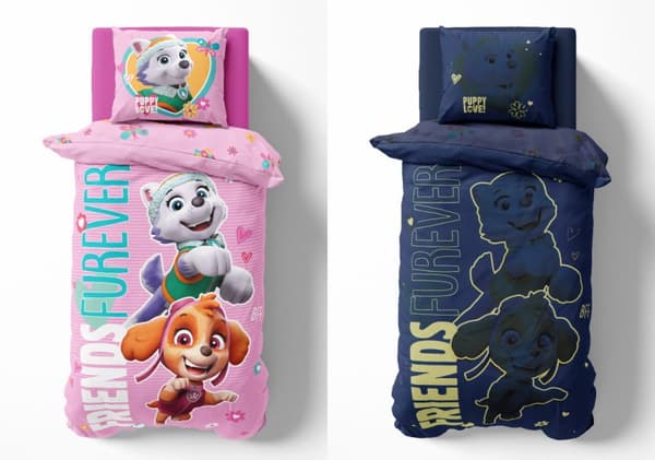 Sängkläder som lyser i mörkret 160x200 PAW PATROL Valpar