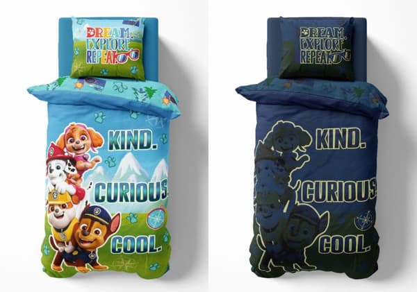 Sängkläder som lyser i mörkret 140x200 PAW PATROL Valpar