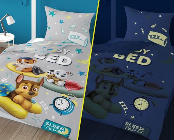 Sängkläder som lyser i mörkret 160x200 PAW PATROL Valpar