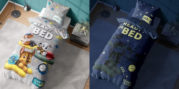 Sängkläder som lyser i mörkret 160x200 PAW PATROL Valpar