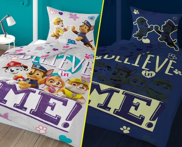 Sängkläder som lyser i mörkret 160x200 PAW PATROL Valpar