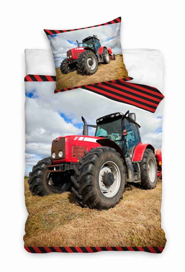 Barnsängkläder Traktor Röd 140X200 Bomull