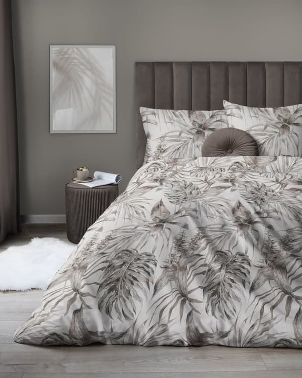 Satinsängkläder 160x200 löv Beige Ask