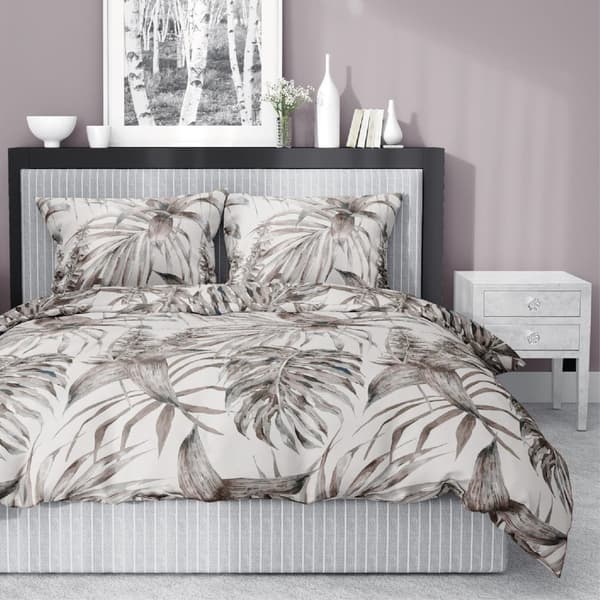 Satinsängkläder 160x200 löv Beige Ask