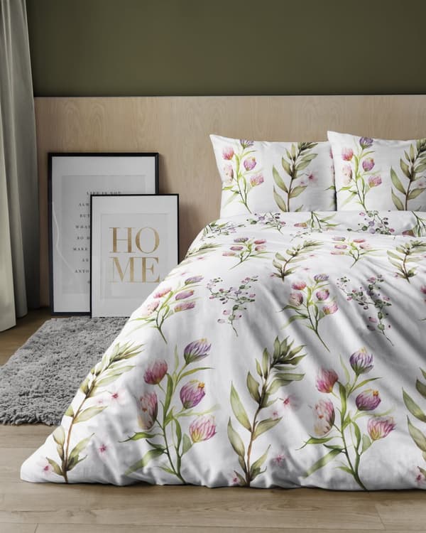 Satin Sengetøj 160x200 Forårsblomster