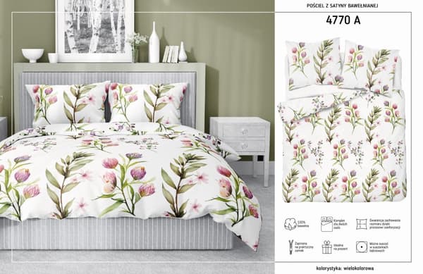 Satin Sengetøj 160x200 Forårsblomster
