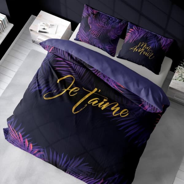 Hollandsk sengetøj 220x200 Amore Lilla blade Hollandsk violet