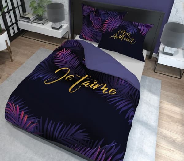 Hollandsk sengetøj 220x200 Amore Lilla blade Hollandsk violet