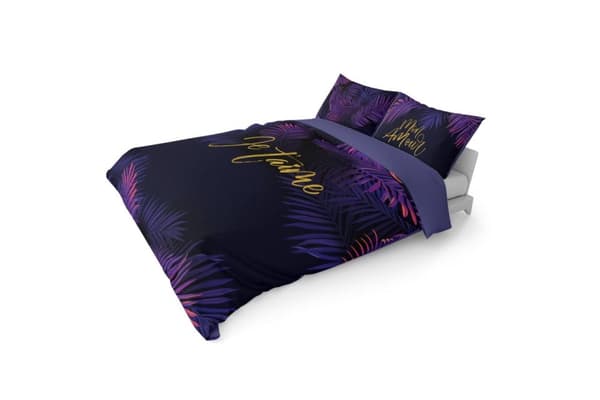 Hollandsk sengetøj 220x200 Amore Lilla blade Hollandsk violet