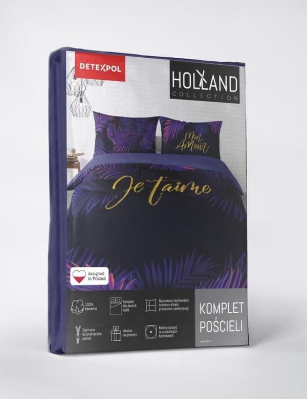 Hollandsk sengetøj 220x200 Amore Lilla blade Hollandsk violet