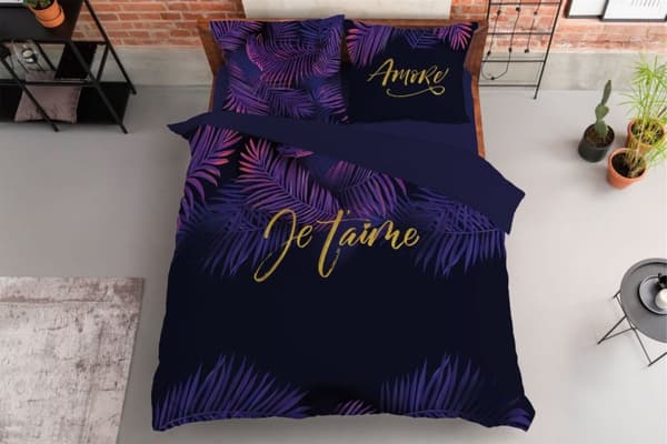 Hollandsk sengetøj 220x200 Amore Lilla blade Hollandsk violet