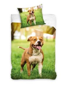 Puuvillainen vuodevaate 160x200 Amstaff-koiralle