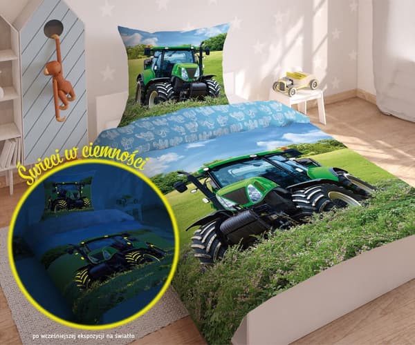 Sängkläder Glödande grön traktor 140X200