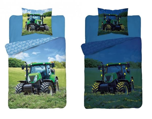 Sängkläder Glödande grön traktor 140X200