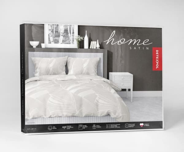 Satin Sengetøj 140x200 Blade Blomster Beige
