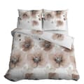 Miniatyrbillede 1 af 7: Satin Sengetøj 180x200 Blomster Lys Beige