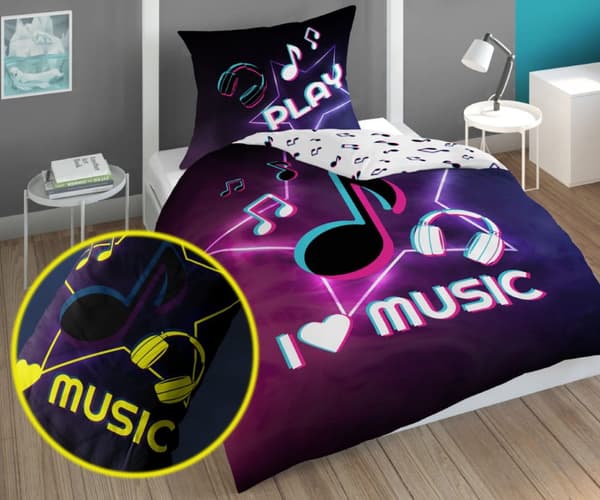 Sängkläder som lyser i mörkret 160x200 TikTok-musiknot