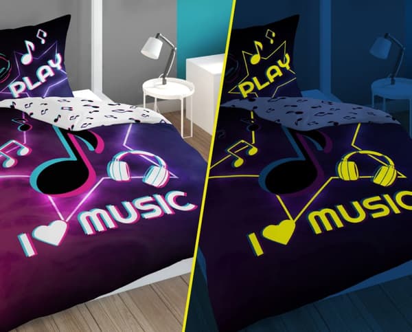 Sängkläder som lyser i mörkret 160x200 TikTok-musiknot