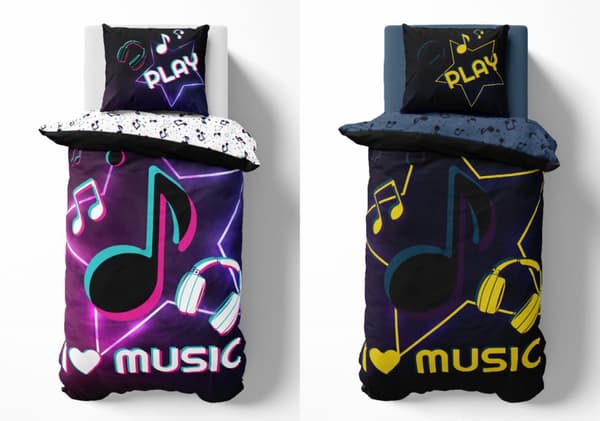 Sängkläder som lyser i mörkret 160x200 TikTok-musiknot