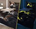 Miniatyrbillede 4 af 6: Sengetøj Lyser i mørket 160x200 Kat Hund
