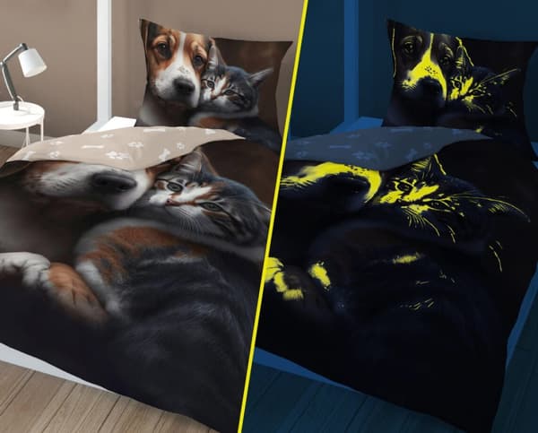 Sängkläder som lyser i mörkret 140x200 Katt Hund