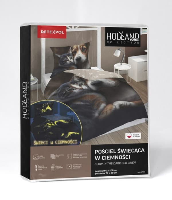 Sängkläder som lyser i mörkret 140x200 Katt Hund